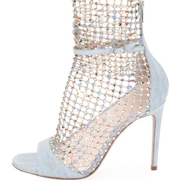 RENE CAOVILLA sz 40 Denim Galaxia Crystal Booties - Picture 2 of 10